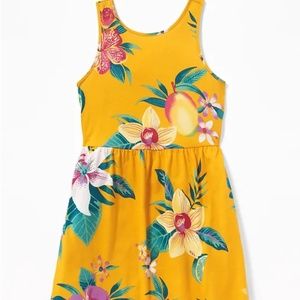 Patterned Jersey Fit & Flare Tank Dress for Girls